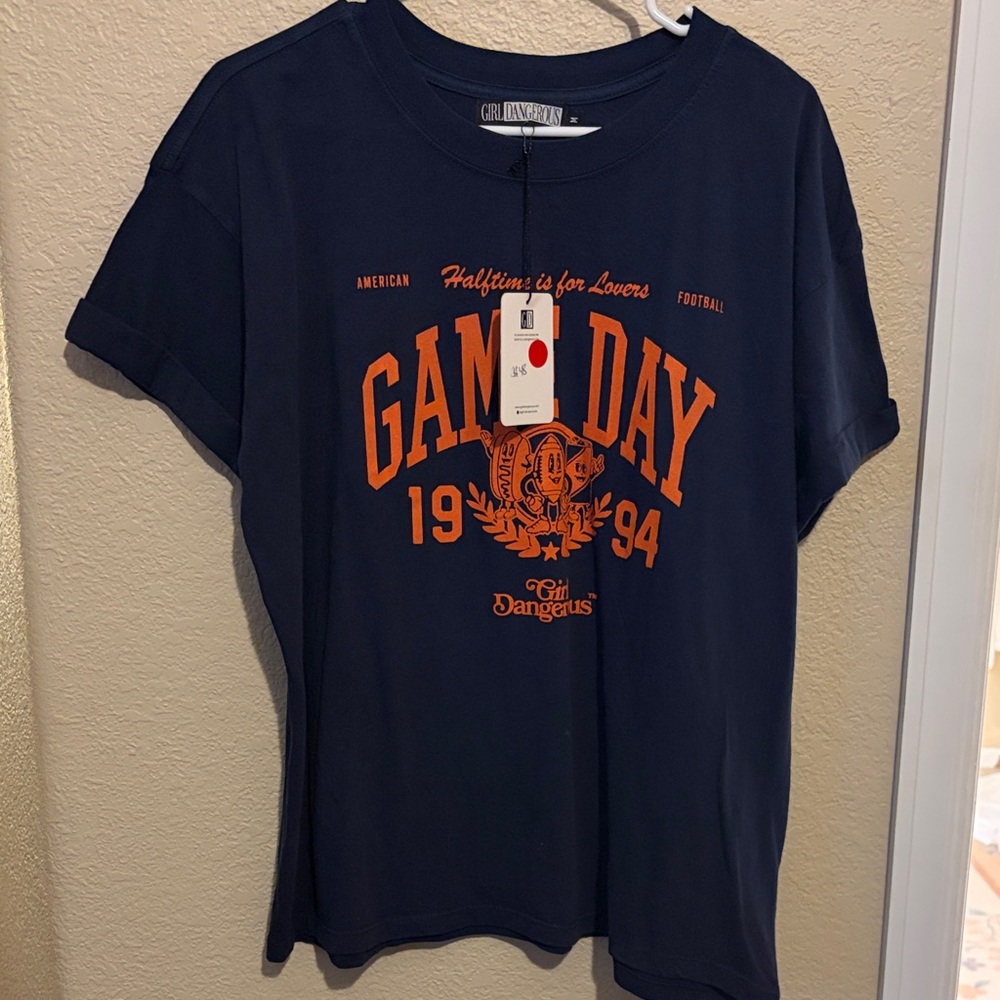 Game Day Graphic Tee - Navy with Orange Print
